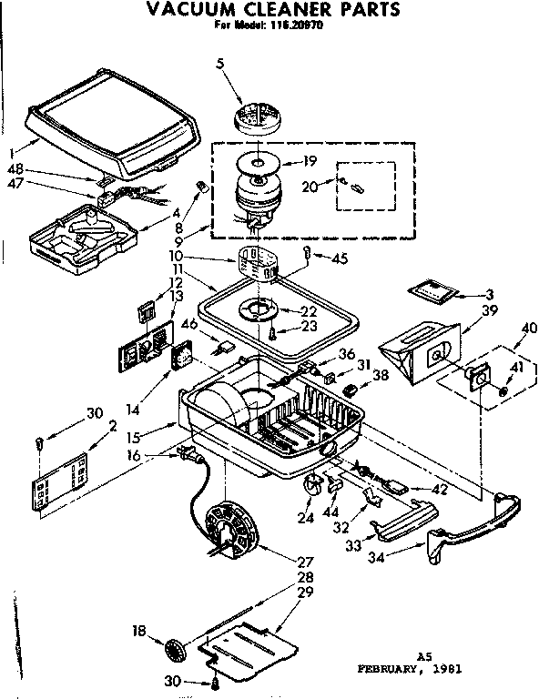 Base Assembly Diagram and Parts List for 11620970  Kenmore Canister Vacuum