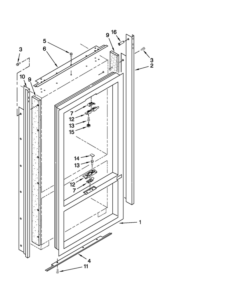 Cabinet And Breaker Trim Parts Diagram and Parts List for JF42NXFXDW02  Jenn-Air Refrigerator