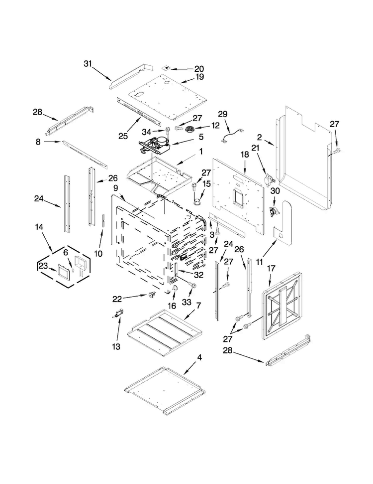 Upper Oven Parts Diagram and Parts List for JJW2830WR02  Jenn-Air Wall Oven