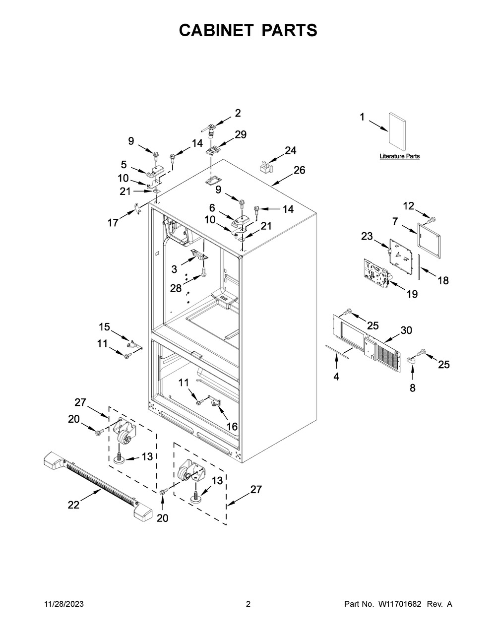 Cabinet Parts Diagram and Parts List for MFI2570FEZ15  Maytag Refrigerator