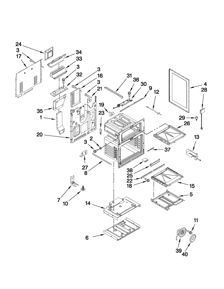 Chassis Parts Diagram and Parts List for MGR6875ADS27  Maytag Range