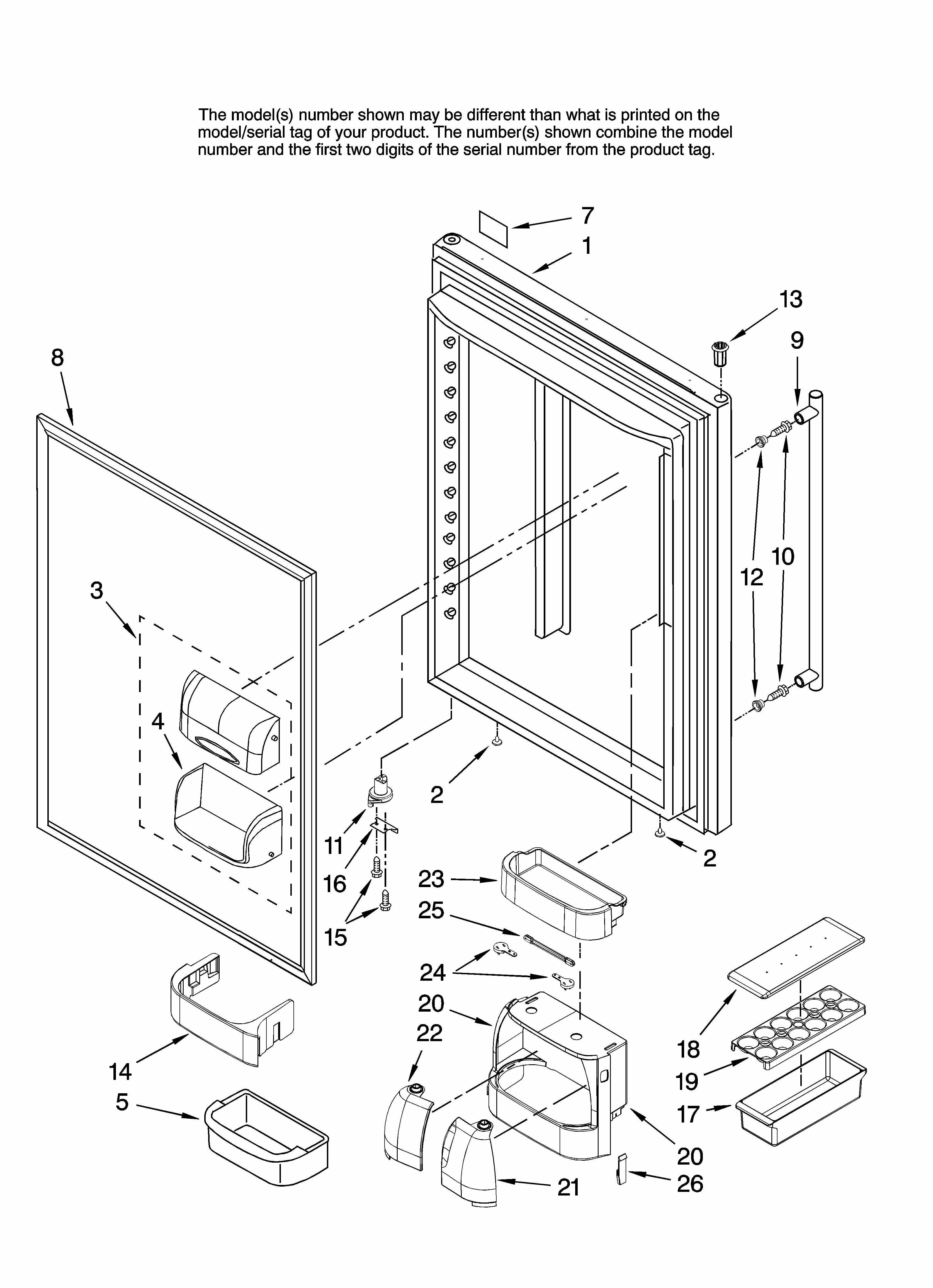 Refrigerator Door Parts Diagram and Parts List for GB2026REKS13  Amana Refrigerator
