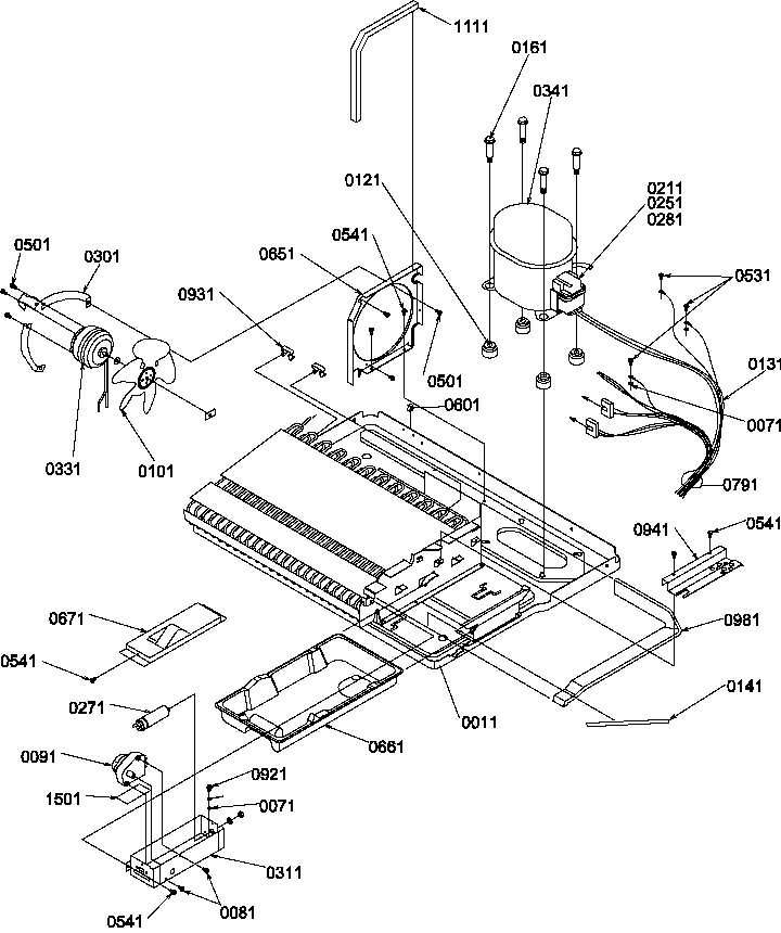 Machine Compartment Diagram and Parts List for SB520SW-P1185003WW  Amana Refrigerator
