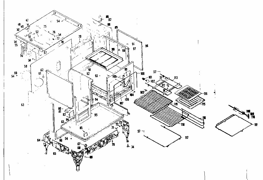 Body Assembly Diagram and Parts List for 1439007000  Kenmore Range