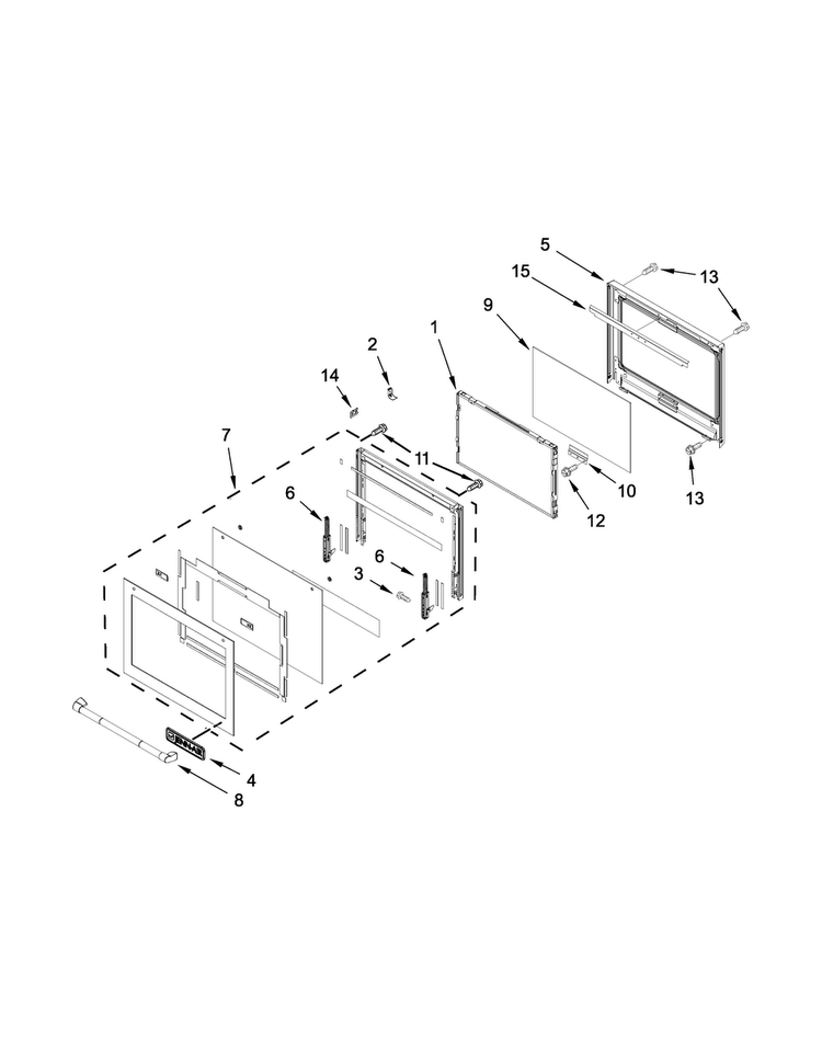 Oven Door Parts Diagram and Parts List for JJW3430DP00  Jenn-Air Wall Oven