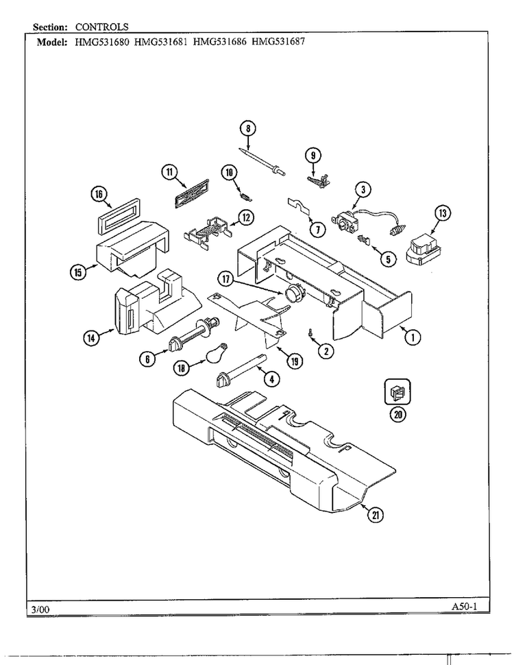 Shelves/accessories Diagram and Parts List for HMG531680  Admiral Refrigerator