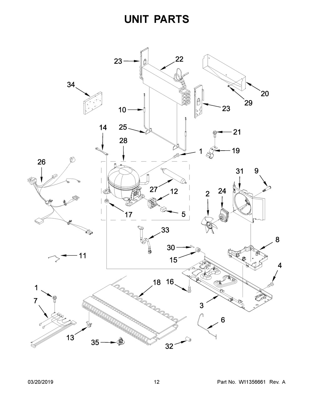 Unit Parts Diagram and Parts List for JFC2290RTB02  Maytag Refrigerator