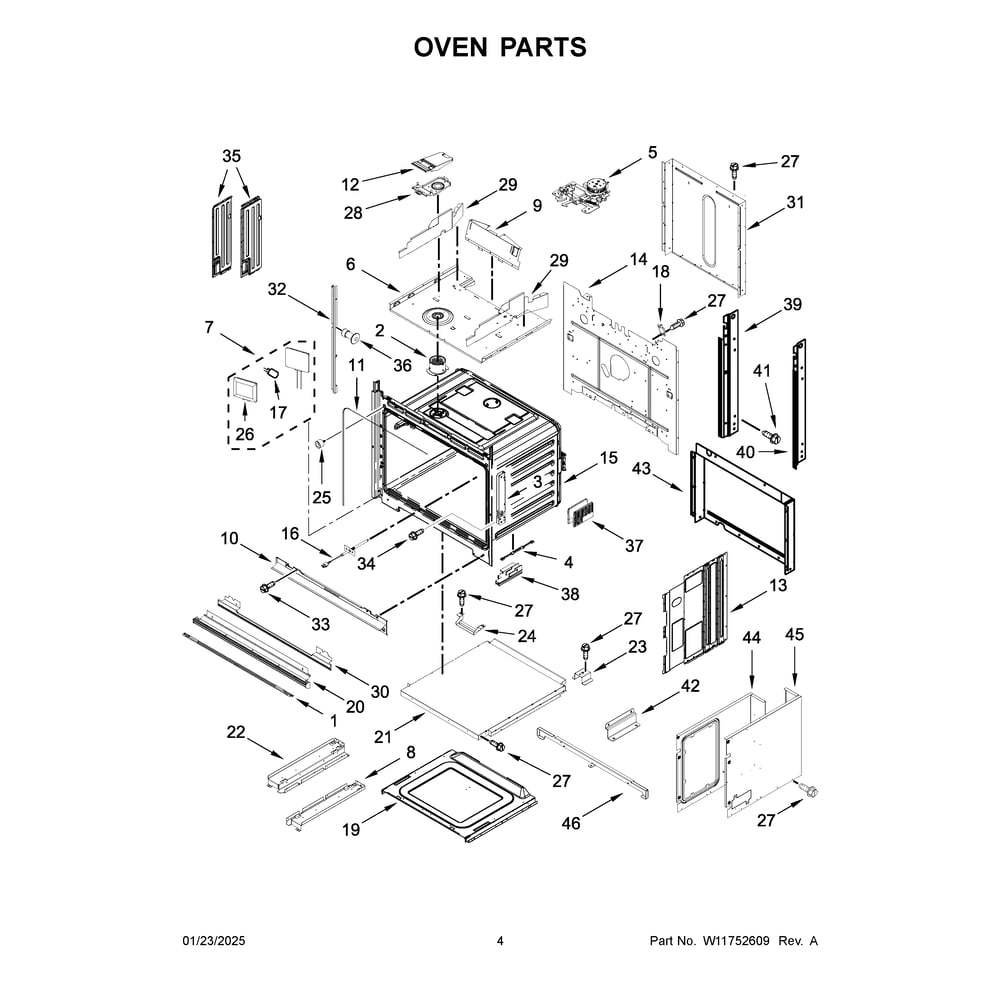 Oven Parts Diagram and Parts List for JOECC530RL00  Jenn-Air Microwave Oven Combo