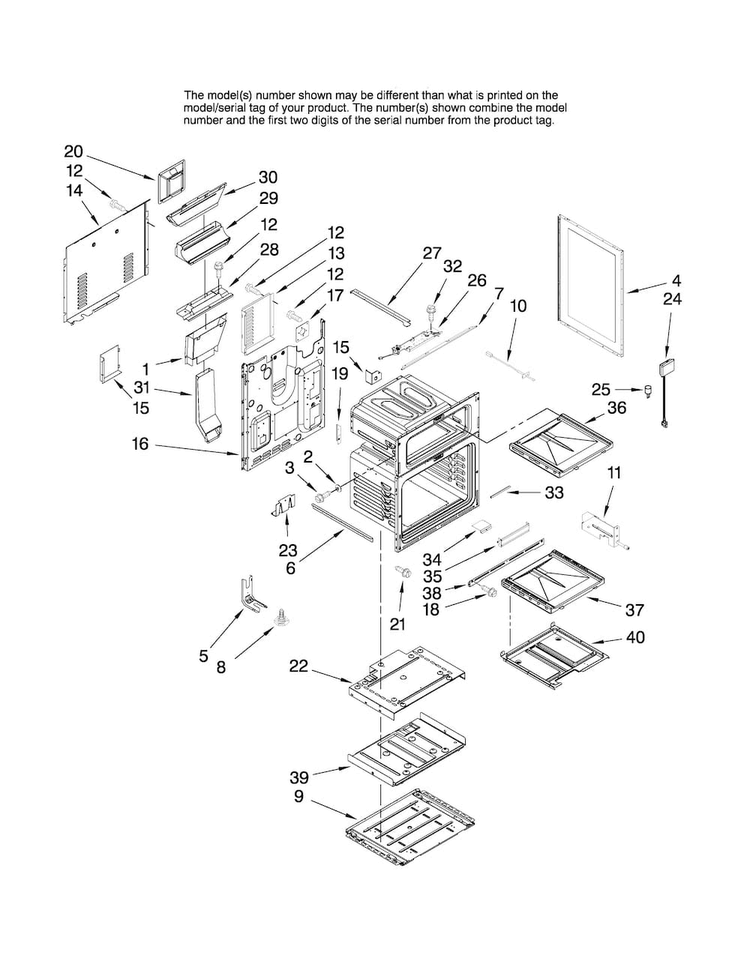 Chassis Parts Diagram and Parts List for MGR6775BDB18  Maytag Range