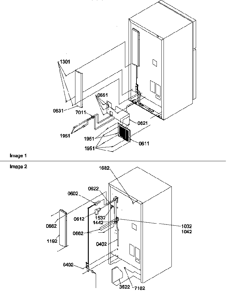 Cabinet Back Diagram and Parts List for TC18V2L-P1318004WL  Amana Refrigerator