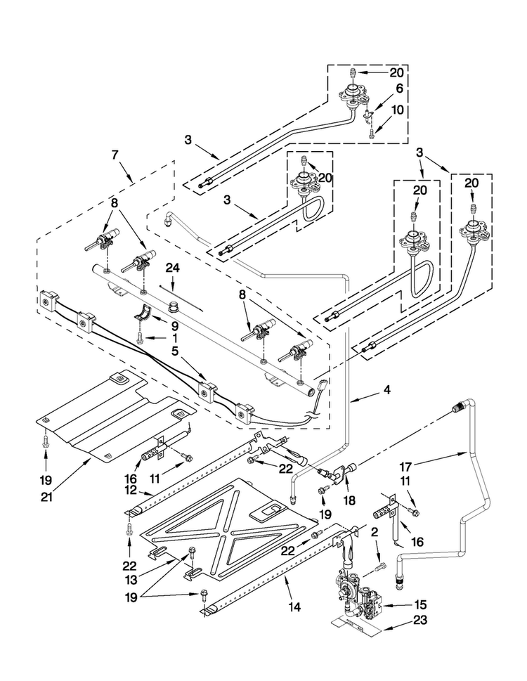 Manifold Parts Diagram and Parts List for MGR7662WQ3  Maytag Range