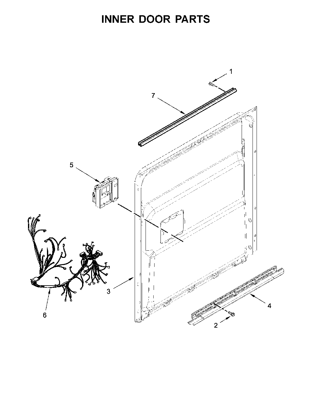 Inner Door Parts Diagram and Parts List for 66514799N512  Kenmore Dishwasher
