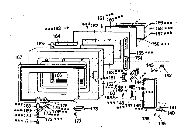 Door Assembly Diagram and Parts List for 5629907310  Kenmore Microwave