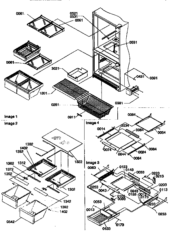 Shelving Assemblies Diagram and Parts List for 67275-P1311001WE  Amana Refrigerator