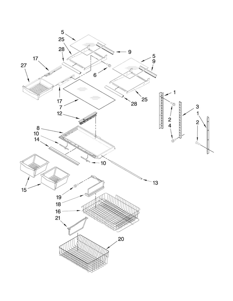 Shelf Parts Diagram and Parts List for ABL2222FES5  Amana Refrigerator
