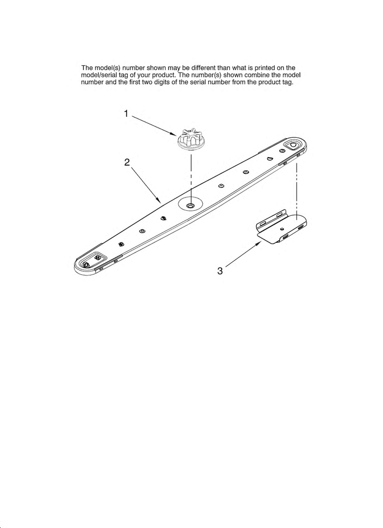 Lower Washarm Parts Diagram and Parts List for JDB1255AWB41  Jenn-Air Dishwasher