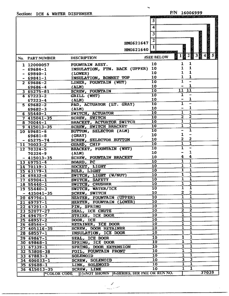 Ice And Water Dispenser Page 2 Diagram and Parts List for 621640  Admiral Refrigerator