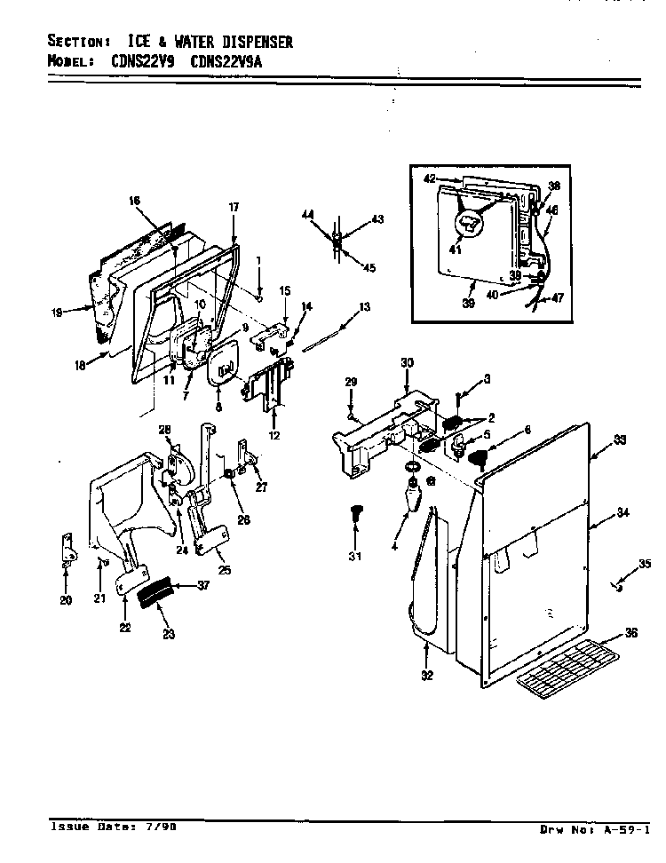 Ice & Water Dispenser Diagram and Parts List for CDNS22V9A BR35A Maytag Refrigerator
