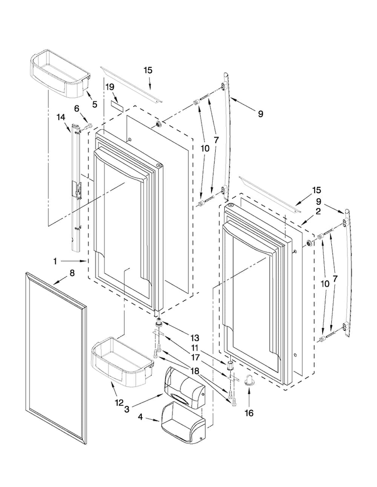 Refrigerator Door Parts Diagram and Parts List for JFC2290VPY2  Jenn-Air Refrigerator