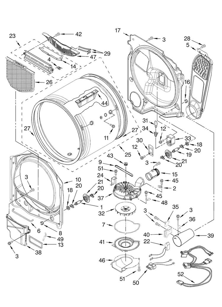 Bulkhead Parts Diagram and Parts List for MGDB400VQ0  Maytag Dryer