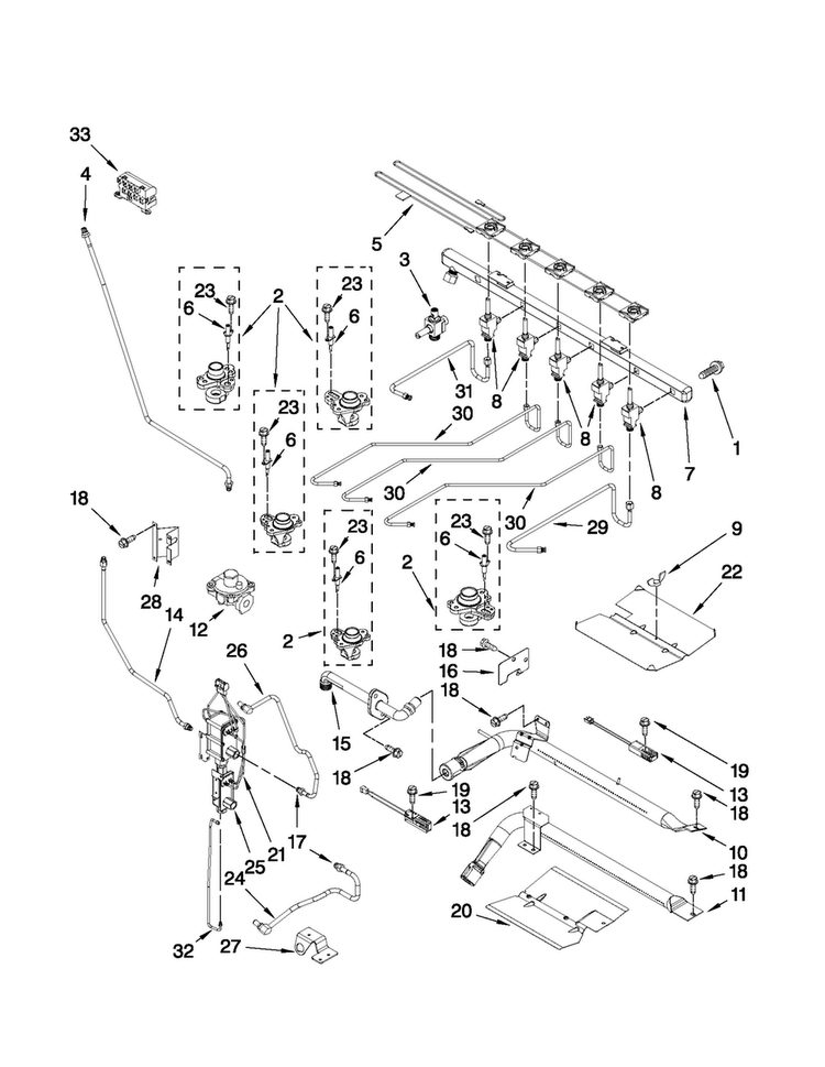 Manifold Parts Diagram and Parts List for MGR6875ADW27  Maytag Range