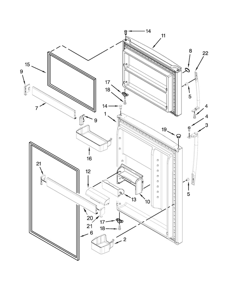 Door Parts Diagram and Parts List for M1BXXLZYM00  Maytag Refrigerator