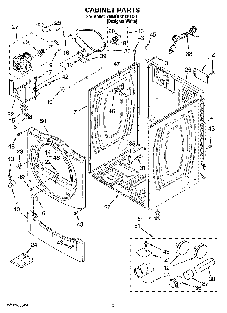 CABINET PARTS Diagram and Parts List for 7MMGD0100TQ0  Maytag Dryer