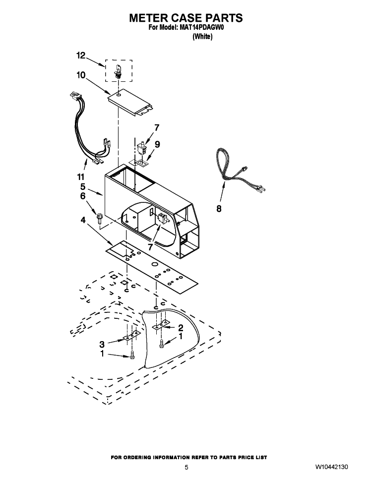 METER CASE PARTS Diagram and Parts List for MAT14PDAGW0  Maytag Washer