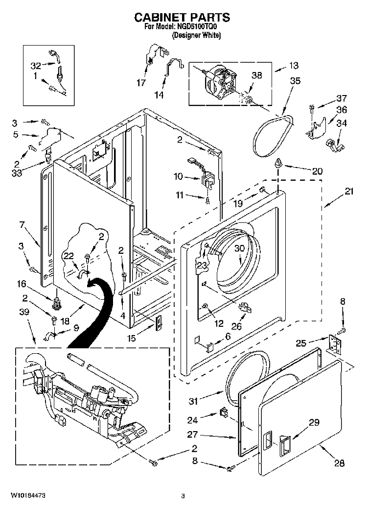 CABINET PARTS Diagram and Parts List for NGD5100TQ0  Amana Dryer
