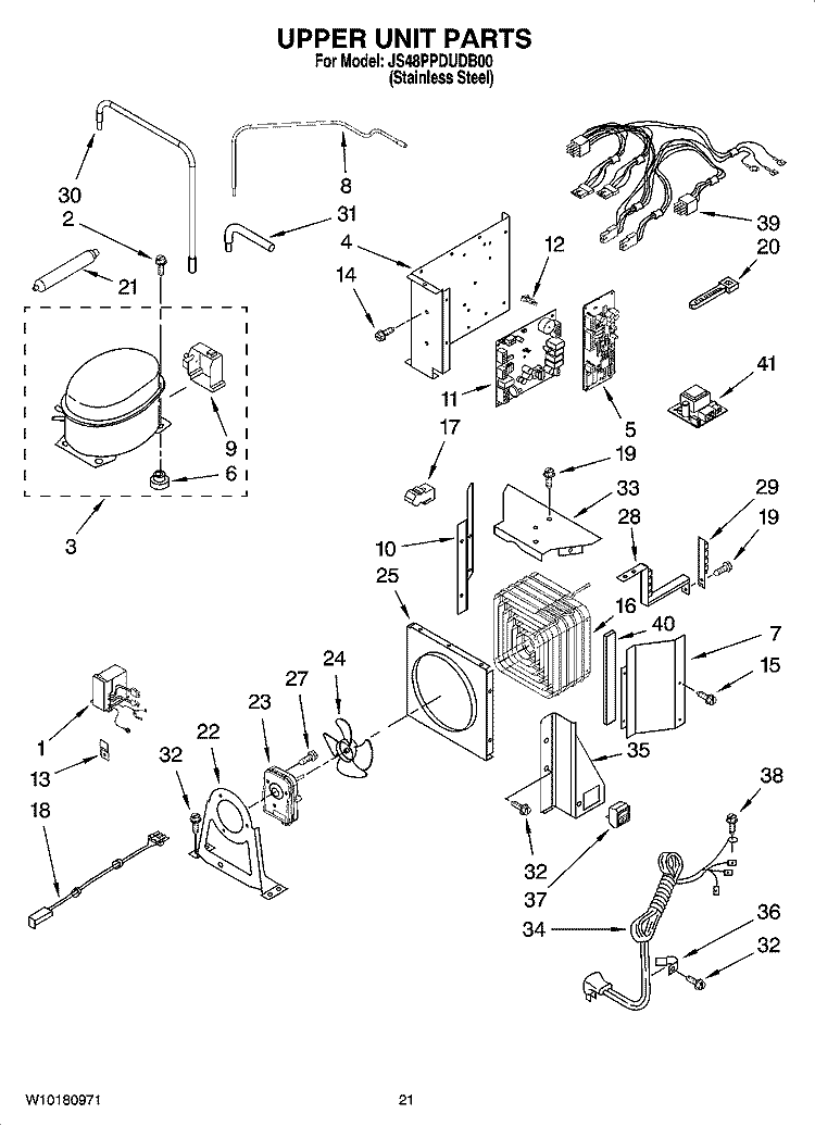 UPPER UNIT PARTS Diagram and Parts List for JS48PPDUDB00  Jenn-Air Refrigerator