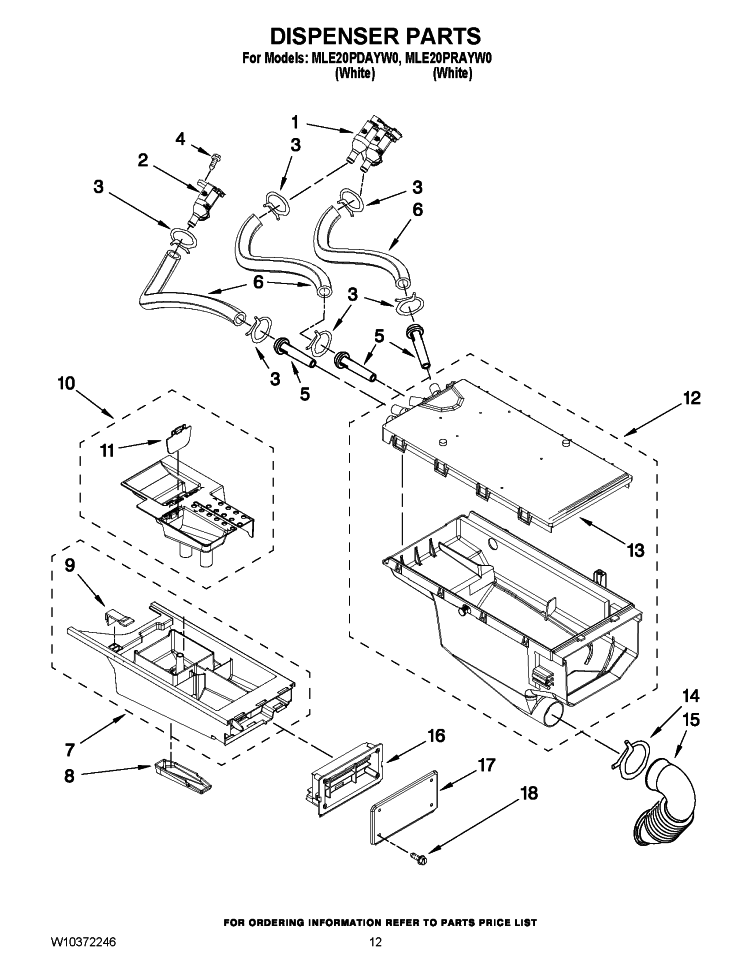 DISPENSER PARTS Diagram and Parts List for MLE20PDAYW0  Maytag Washer Dryer Combo