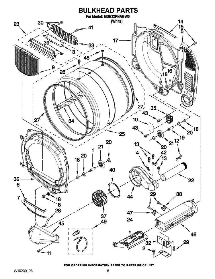 BULKHEAD PARTS Diagram and Parts List for MDE22PNAGW0  Maytag Dryer