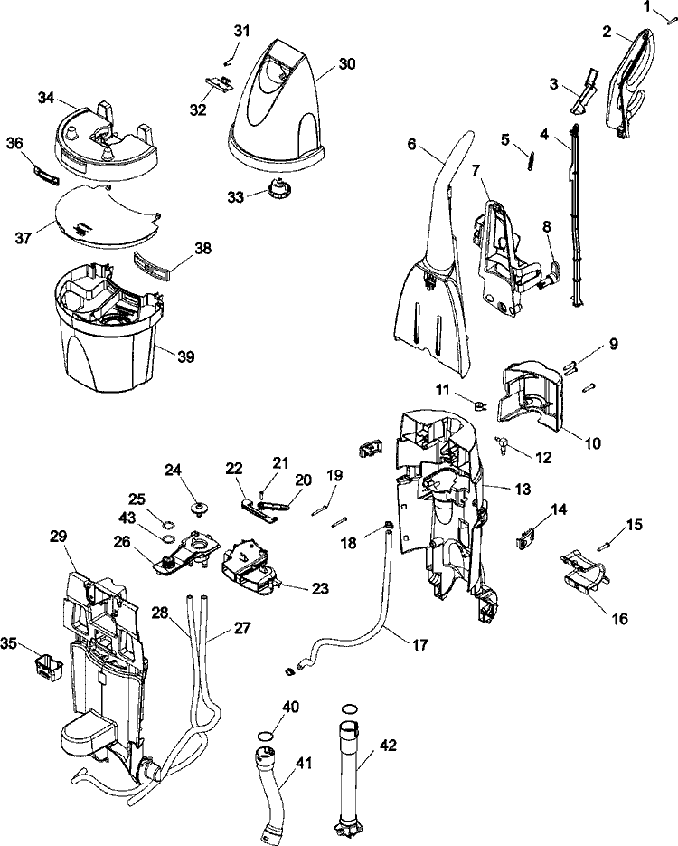 HANDLE Diagram and Parts List for 47385931400 473.85931400 Hoover Upright Vacuum