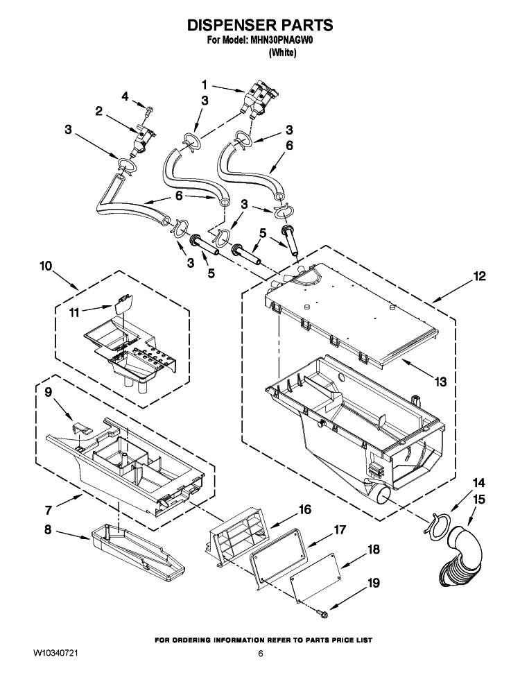 DISPENSER PARTS Diagram and Parts List for MHN30PNAGW0  Maytag Washer
