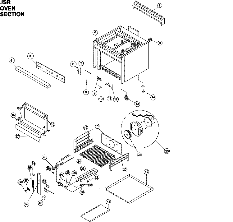 JSR OVEN Diagram and Parts List for JSR48GT36  Maytag Range