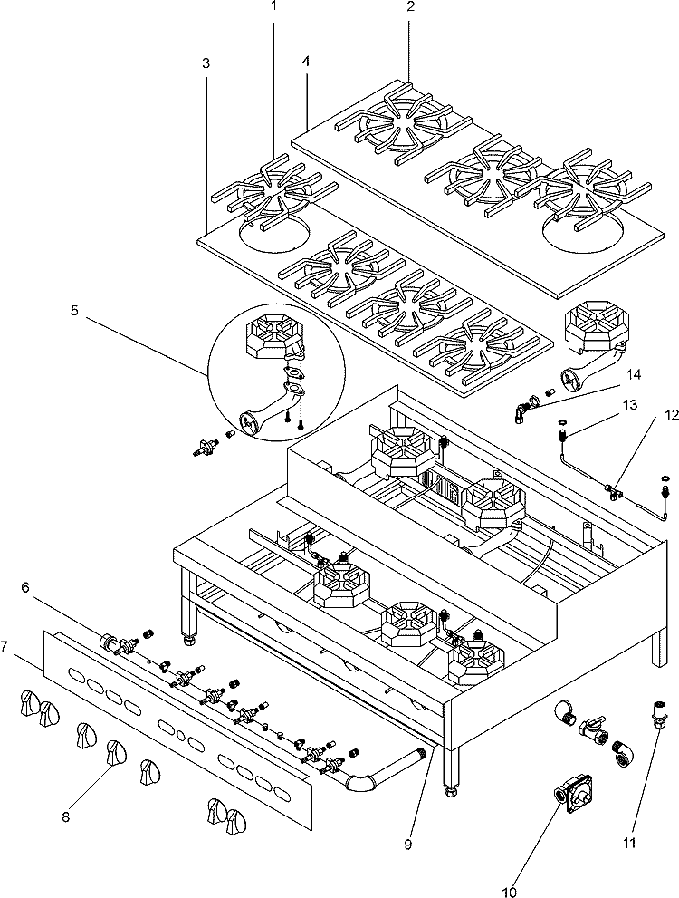 ELEVATED HOT PLATE Diagram and Parts List for JHPE3336  Maytag Range