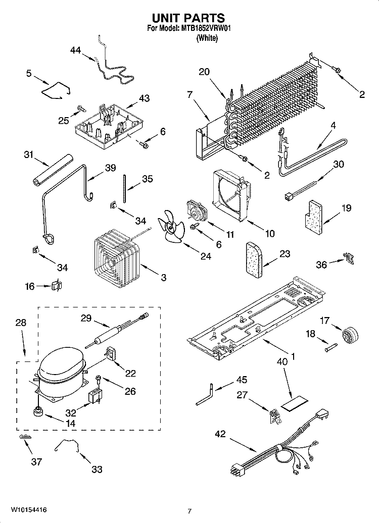 UNIT PARTS Diagram and Parts List for MTB1852VRW01  Maytag Refrigerator