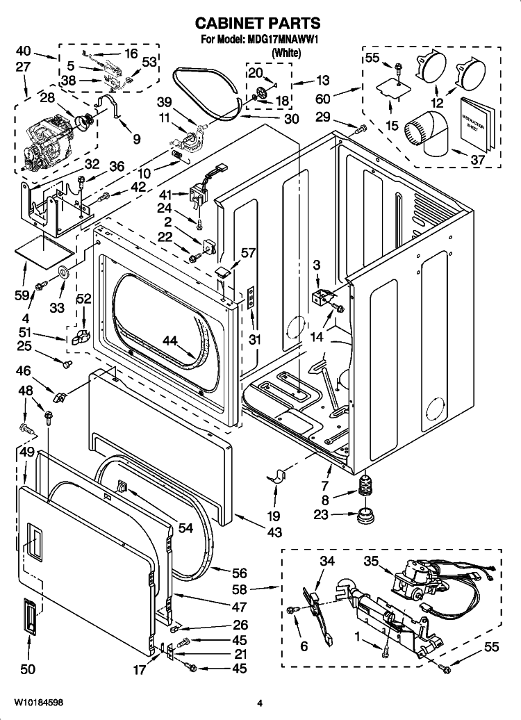 CABINET PARTS Diagram and Parts List for MDG17MNAWW1  Maytag Dryer