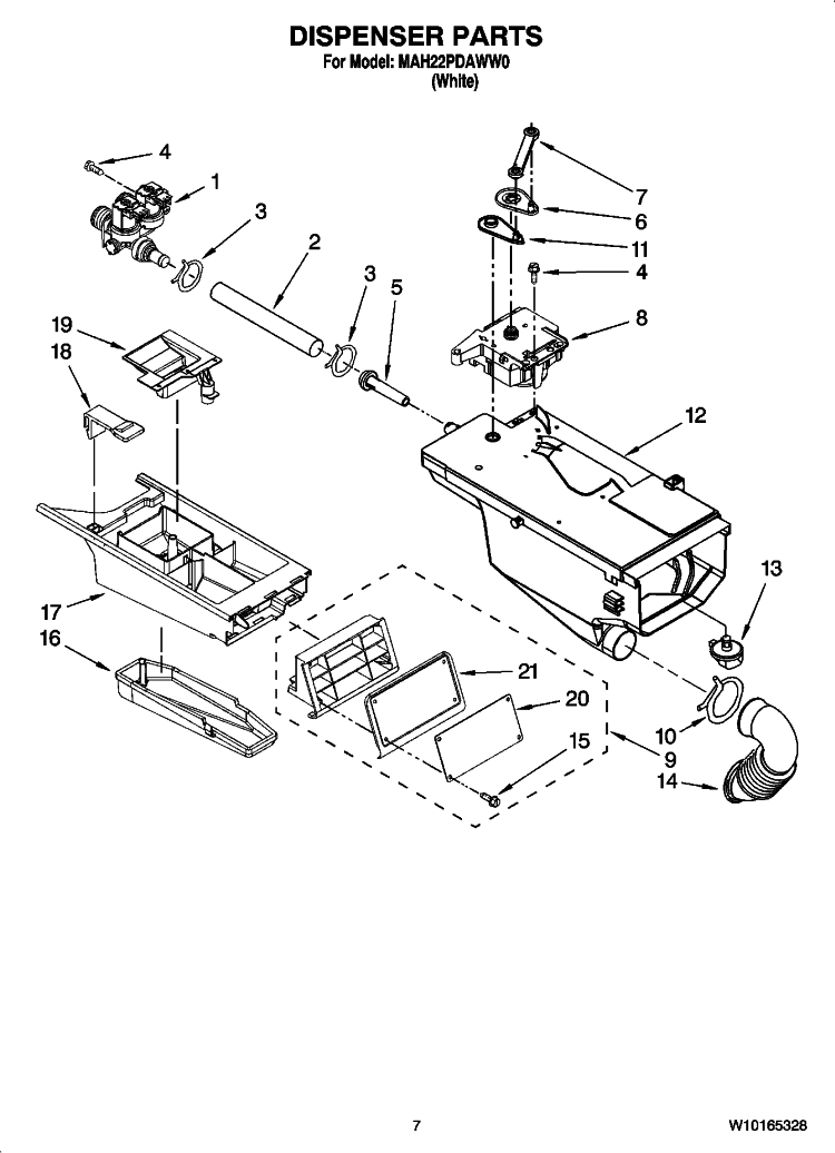 DISPENSER PARTS Diagram and Parts List for MAH22PDAWW0  Maytag Washer