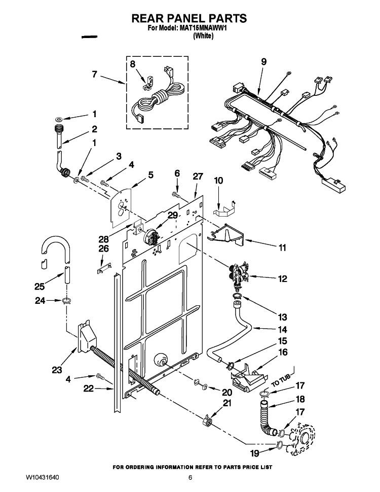 REAR PANEL PARTS Diagram and Parts List for MAT15MNAWW1  Maytag Washer