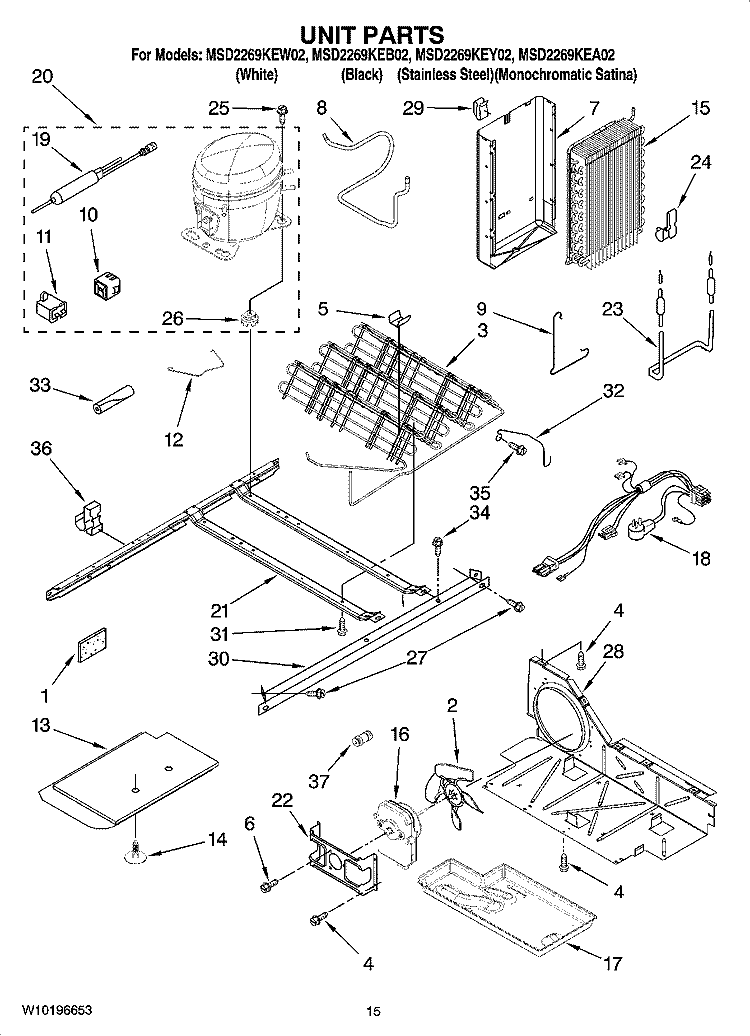 UNIT PARTS Diagram and Parts List for MSD2269KEA02  Maytag Refrigerator
