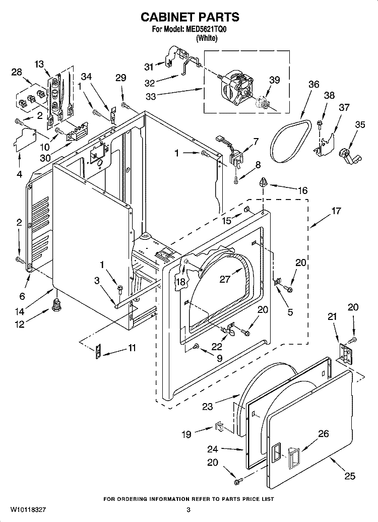 CABINET PARTS Diagram and Parts List for MED5621TQ0  Maytag Dryer