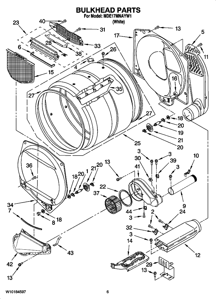 BULKHEAD PARTS, OPTIONAL PARTS (NOT INCLUDED) Diagram and Parts List for MDE17MNAYW1  Maytag Dryer