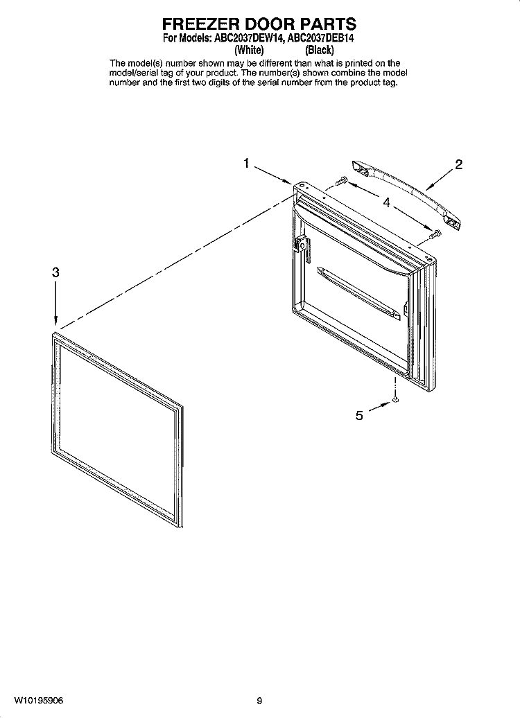 FREEZER DOOR PARTS Diagram and Parts List for ABC2037DEB14  Amana Refrigerator