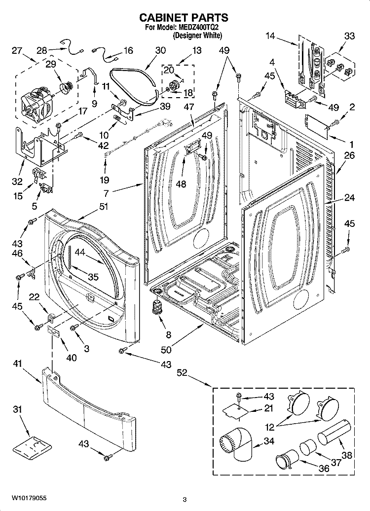 CABINET PARTS Diagram and Parts List for MEDZ400TQ2  Maytag Dryer