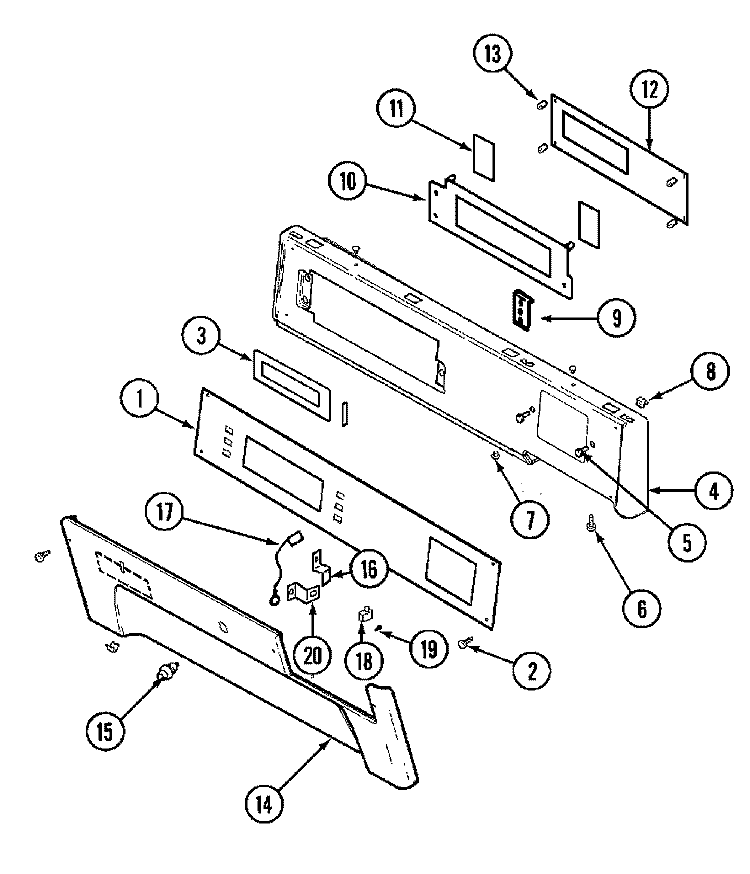 CONTROL PANEL (UPPER) Diagram and Parts List for MUG15PDAGW  Maytag Dryer