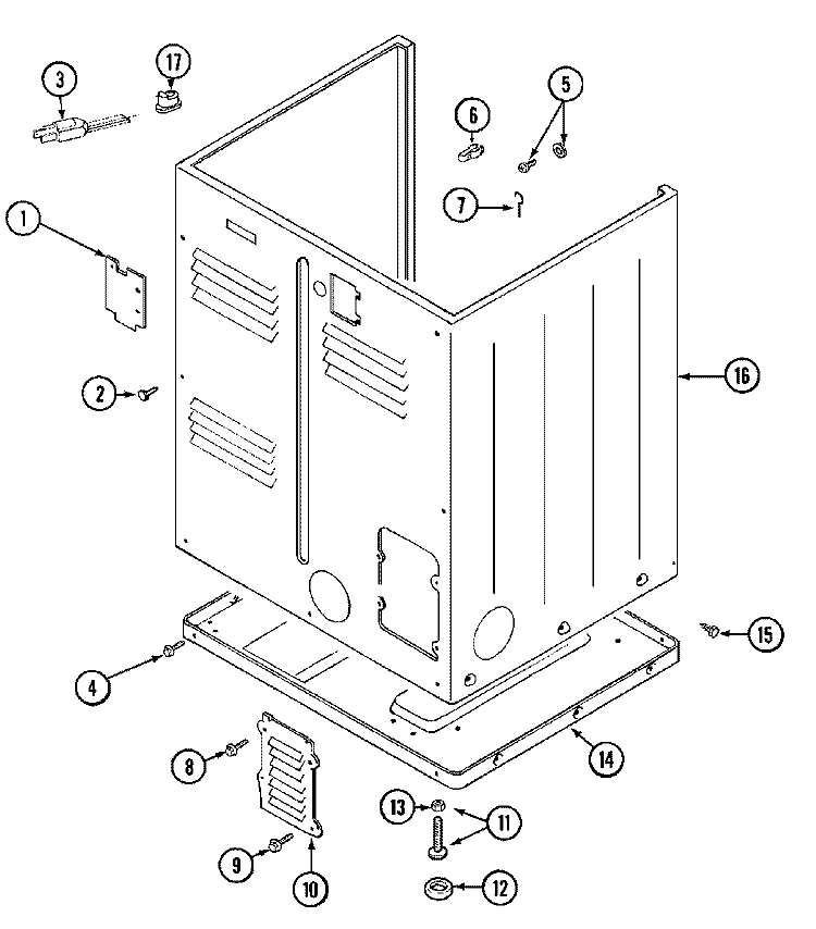 CABINET (REAR) Diagram and Parts List for MDG10PDABW  Maytag Dryer
