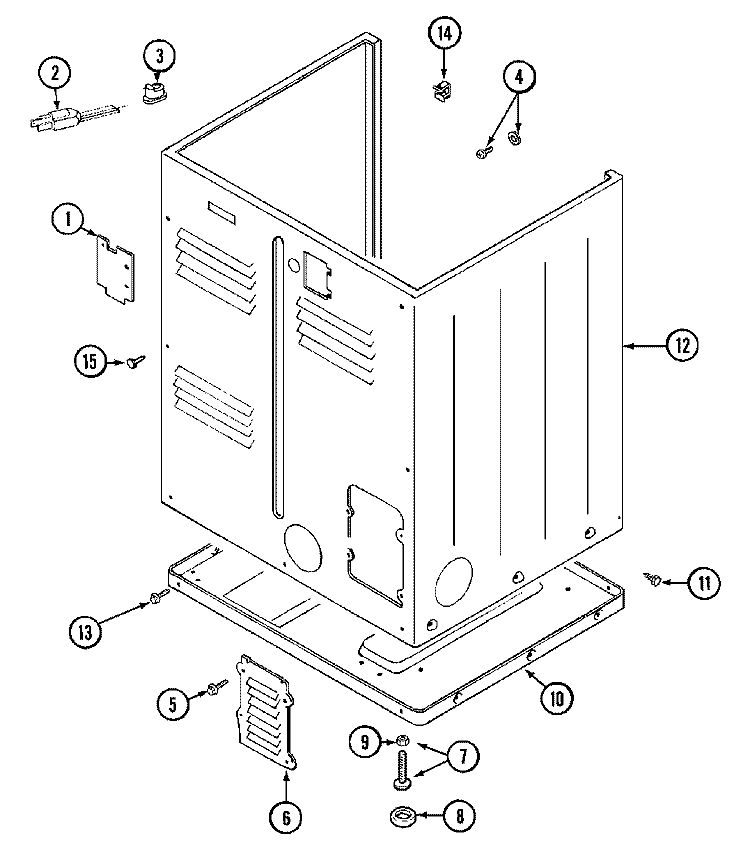 CABINET - REAR Diagram and Parts List for MDG12CSAAW  Maytag Dryer