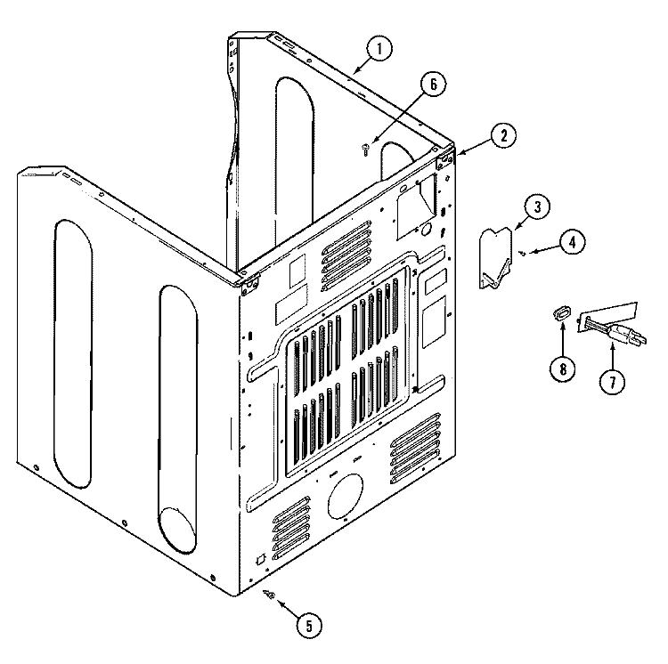 CABINET - REAR Diagram and Parts List for MUG15MNAWW  International Dryer