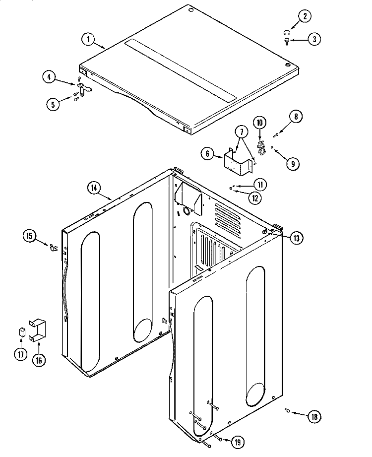 CABINET - FRONT (UPPER) Diagram and Parts List for MUG15PDAXA  Maytag Dryer